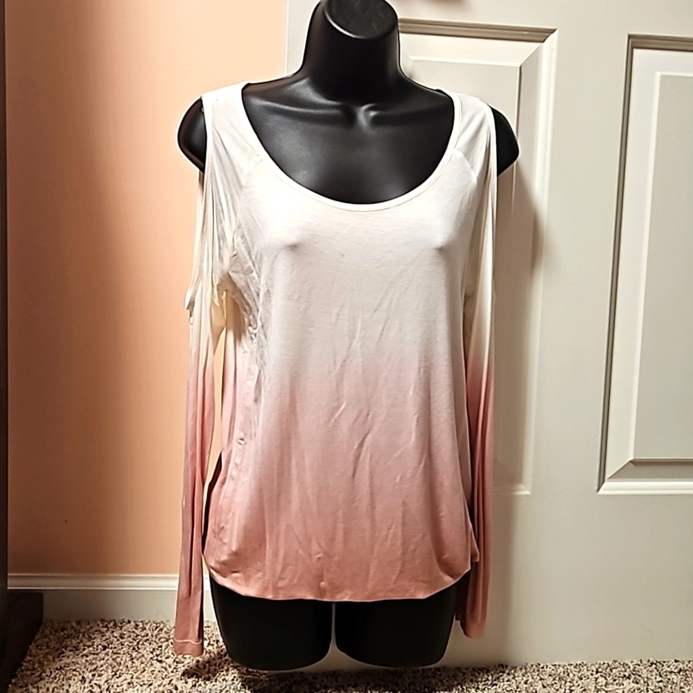 Lascana Tie Dye Ombre Cold Shoulder Top